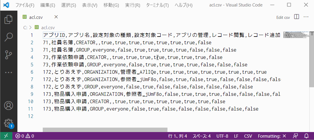 Kintoneのアプリのアクセス権をbashでcsv出力する方法 助っ人サービス For Kintone