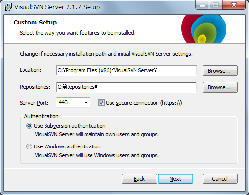 GUIで管理できるWindows用Subversionサーバ「VisualSVN Server」